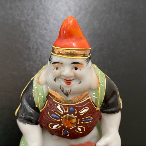 Vintage Signed Kutani Ebisu God Of Fishermen and Luck 5.75” Porcelain Figurine - Picture 9 of 15